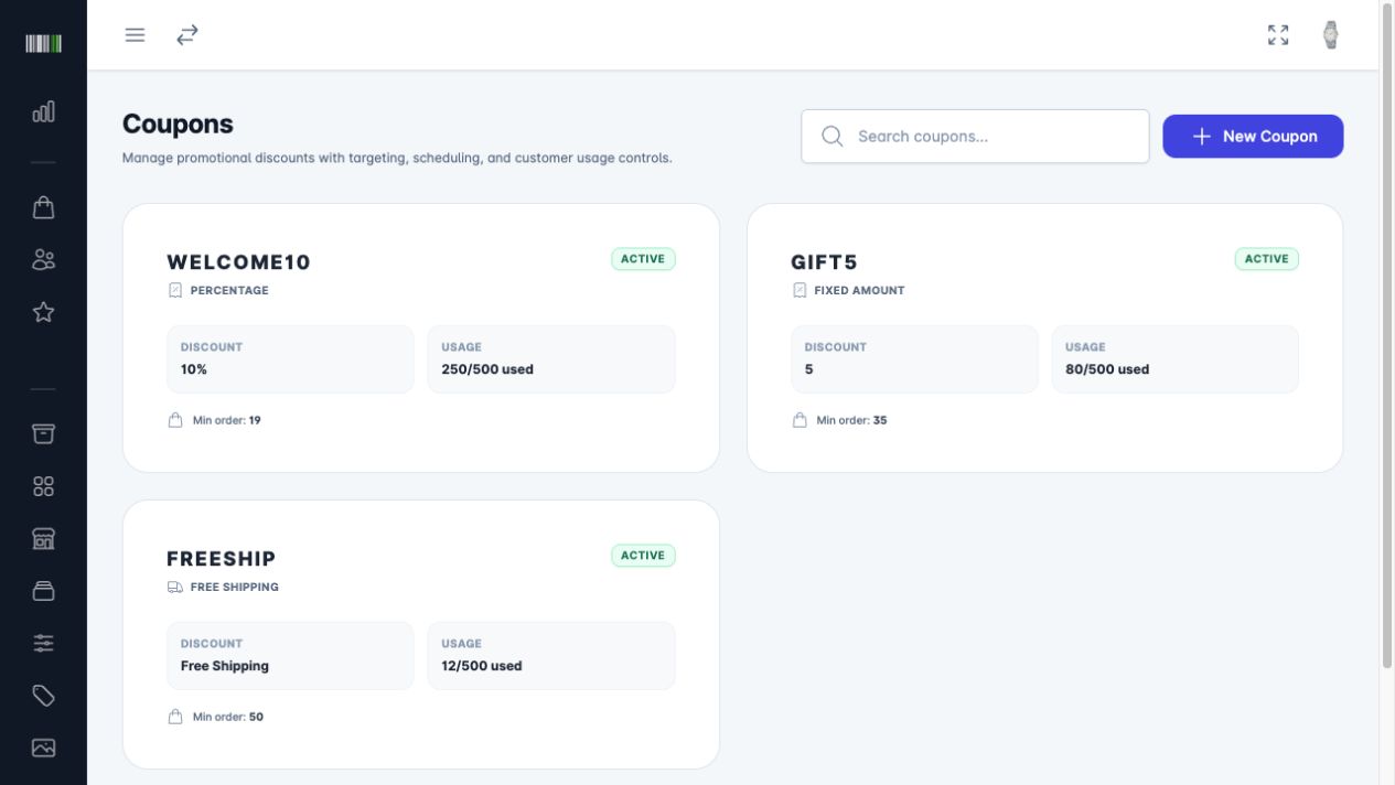 Coupons page in the TruBuy admin