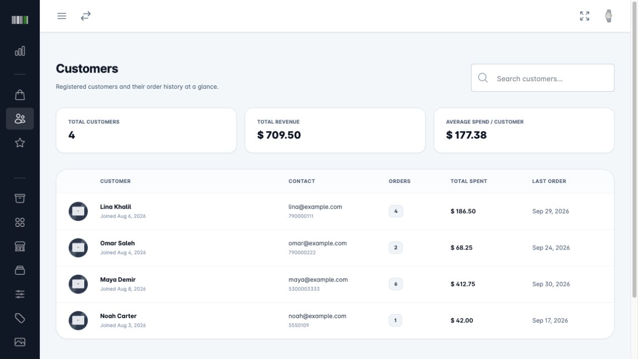 Customers list in the TruBuy admin