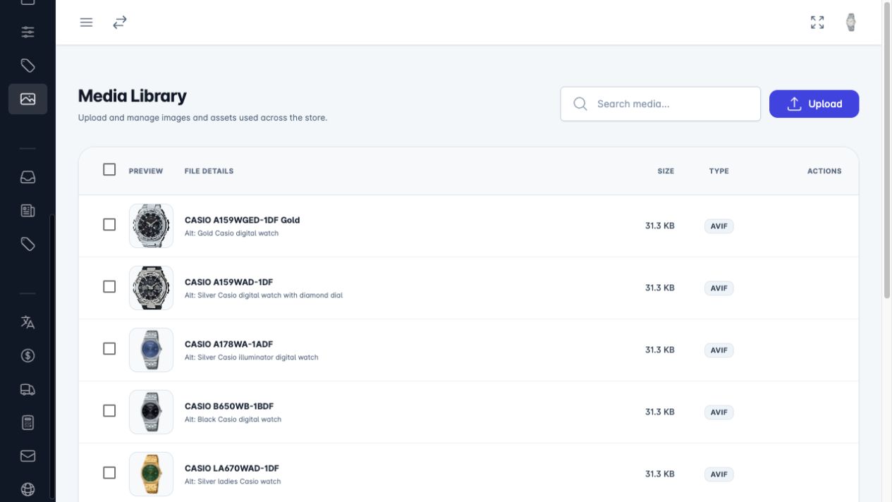 Media library in the TruBuy admin