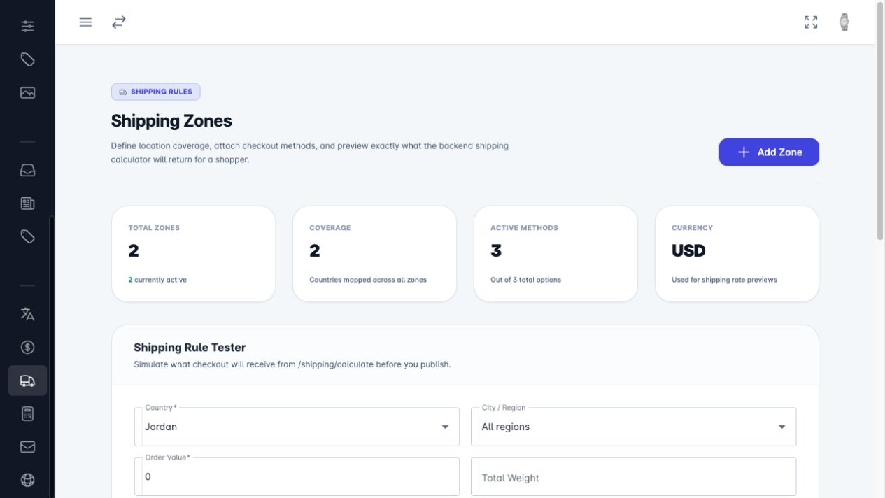 Shipping zones in the TruBuy admin
